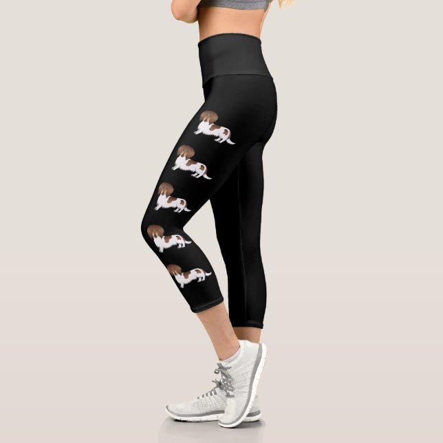 Leggings Capri Perros Dachshund De Pelo Largo Piebald De Chocolat (Izquierda)