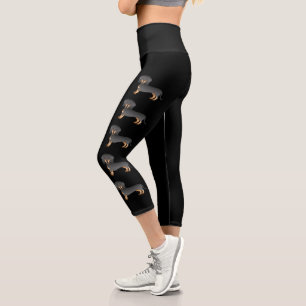Leggings Capri Perros De Dibujos Animados Dachshund De Pelo Corto