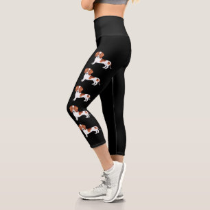 Leggings Capri Perros De Dibujos Animados Dachshund De Pelo Corto