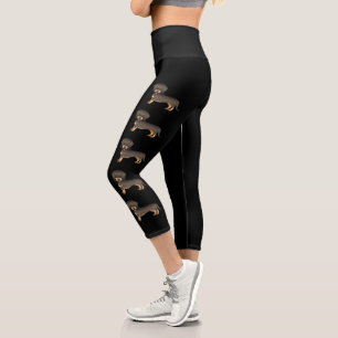 Leggings Capri Perros de dibujos animados lindos Dachshund de jab