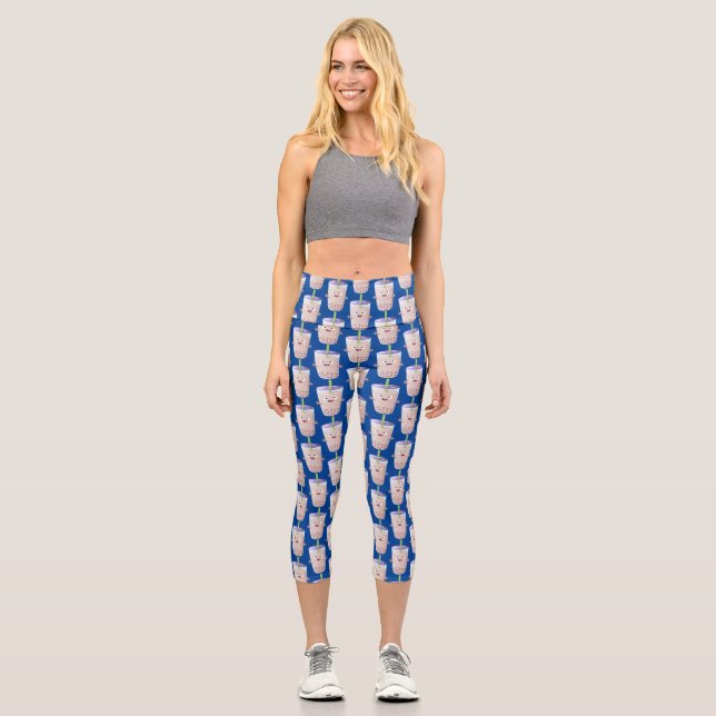 Leggings Capri Personaje de dibujos animados de Cute happy bubble (Anverso)