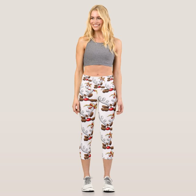 Leggings Capri Personaje de Navidades divertidos y desconcertados (Anverso)