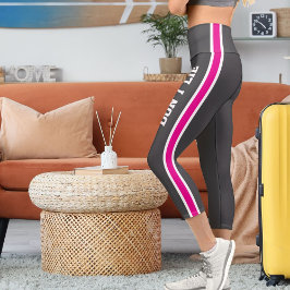 Leggings Capri Personaliza el nombre Personalizado blanco rosa cá