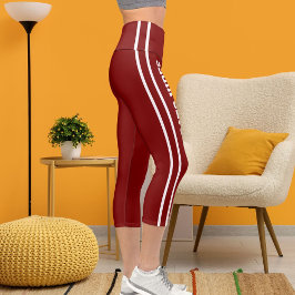 Leggings Capri Personaliza el nombre Personalizado Gato rojo prof