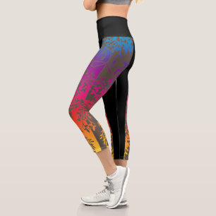 Leggings Capri Personalizable Boho Ombre Sunset High Waisted