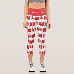Leggings Capri ¡Personalizable   Patriótico   BANDERA DE CANADÁ
