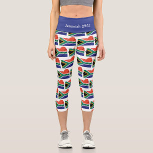 Leggings Capri ¡Personalizable  Patriótico  BANDERA DE SUDÁFRICA