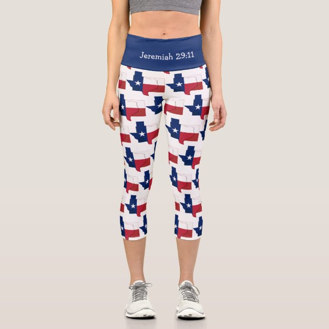 Leggings Capri ¡Personalizable | Patriótico | BANDERA DE TEXAS (Anverso)