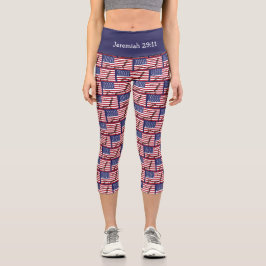 Leggings Capri ¡Personalizable | Patriótico | BANDERA ESTADOUNIDE