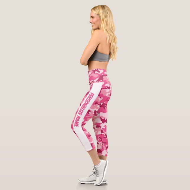 Leggings Capri PERSONALIZACIÓN de camuflaje rosa (Izquierda)