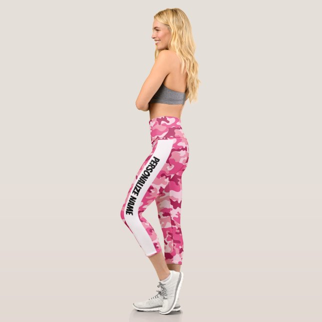 Leggings Capri PERSONALIZACIÓN DE camuflaje rosa suave (Izquierda)