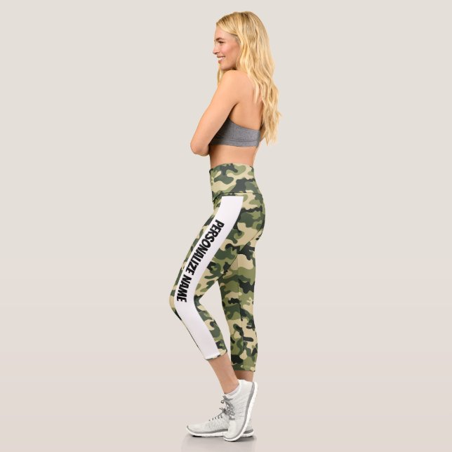 Leggings Capri PERSONALIZACIÓN del Camuflaje Verde (Izquierda)