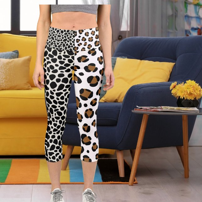 Leggings Capri Personalización del patrón de gato grande Marrón b (Subido por el creador)