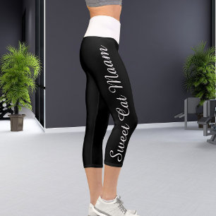 Leggings Capri Personalizado blanco negro personalizado Mensajes
