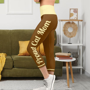 Leggings Capri Personalizado Cream Vintage Retro Classic Cat Love