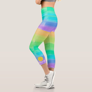 Leggings Capri Personalizado de color arcoiris de impresión de bo