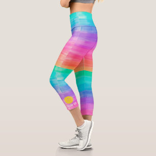 Leggings Capri Personalizado de color arcoiris de impresión de bo