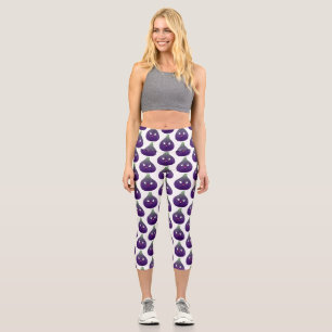 Leggings Capri Personalizado de fruta púrpura feliz
