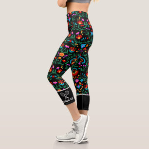 Leggings Capri Personalizado de impresión floral divertido logot