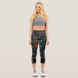Leggings Capri Personalizado de impresión floral divertido logoti