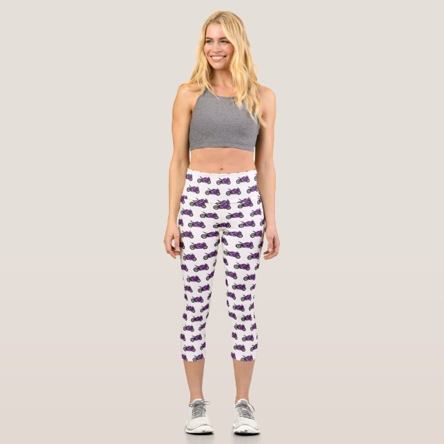 Leggings Capri Personalizado de motocicleta Purple (Anverso)