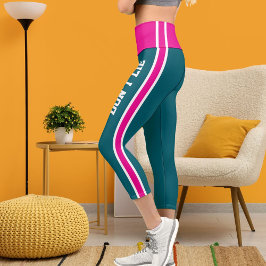 Leggings Capri Personalizado de nombres personalizado Blanco rosa