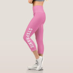 Leggings Capri Personalizado de nombres personalizado rosa<br><div class="desc">Trae estilo y personalización a tu colección de ropa activa con estas leggings de capri rosadas personalizados, que muestran tu nombre a lo largo de la pierna. Ideal para hacer ejercicios, yoga o desgaste casual, estas leggings ofrecen confort y un aspecto único y personalizado. Diseñadas con tejidos de alta calidad...</div>