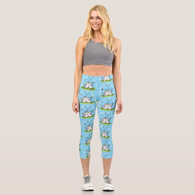 Leggings Capri Personalizado de ovejas y mariposas (Anverso)