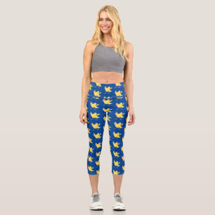 Leggings Capri Personalizado de pájaro canario amarillo cantando