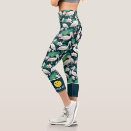 Leggings Capri Personalizado de pájaro pelícano tropical de diseñ