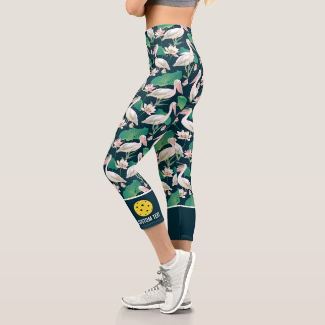 Leggings Capri Personalizado de pájaro pelícano tropical de diseñ (Izquierda)