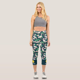 Leggings Capri Personalizado de pájaro pelícano tropical de diseñ