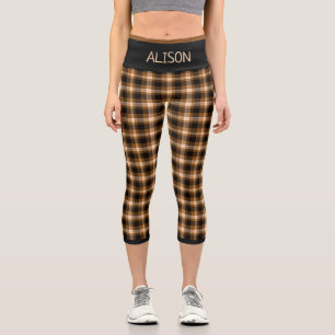 Leggings Capri Personalizado de patrón de trazo de trenzado marró