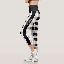 Leggings Capri Personalizado de patrón negro gris negro