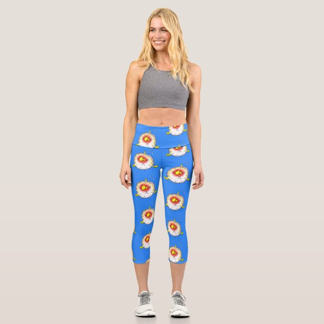 Leggings Capri Personalizado de pescado porcupy de marisco de pur (Anverso)