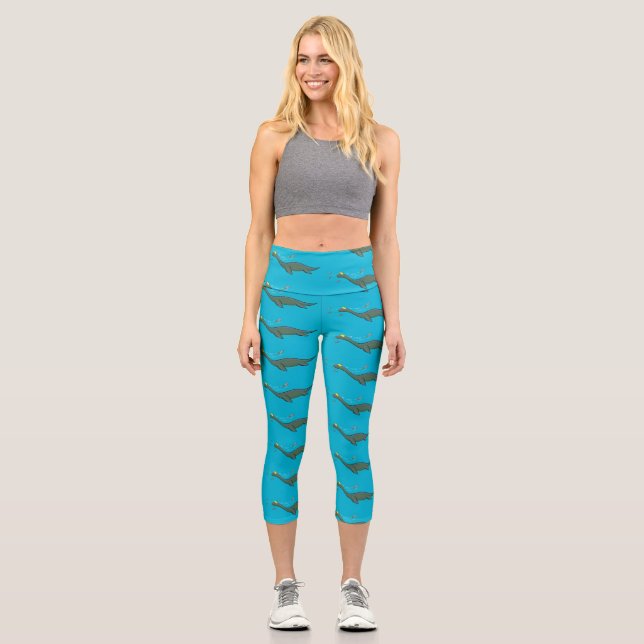 Leggings Capri Personalizado de plesiosaurios monstruo del mar (Anverso)