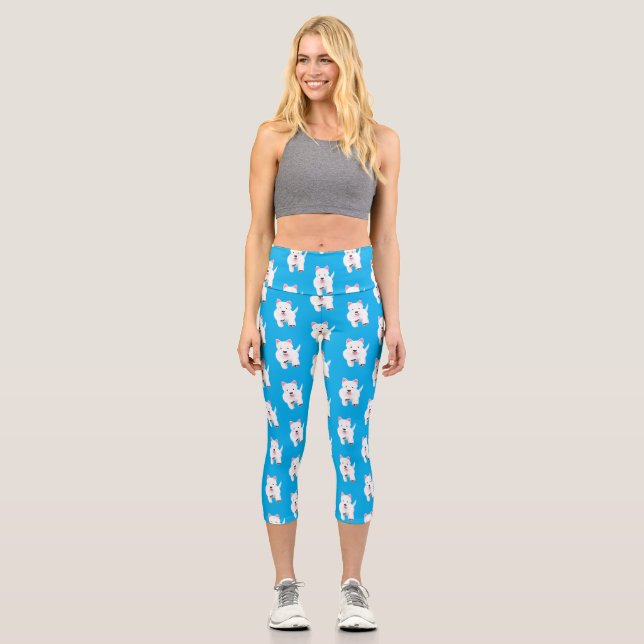 Leggings Capri Personalizado de tierra de montaña blanca y blanca (Anverso)