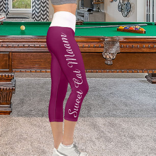 Leggings Capri Personalizado de vino blanco personalizado Mensaje