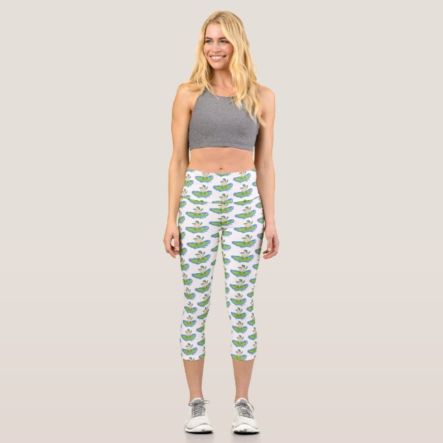Leggings Capri Personalizado divertida de la ola de tortugas (Anverso)