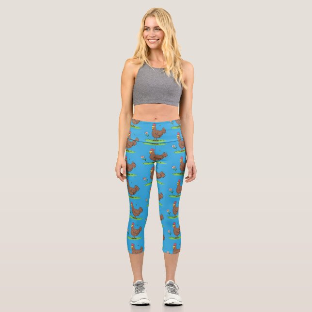Leggings Capri Personalizado divertido de pollo rústico y caprich (Anverso)
