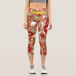Leggings Capri Personalizado Hermoso patrón de hoja l Ejercicio d