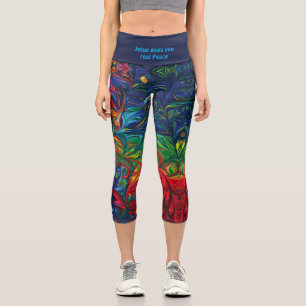 Leggings Capri Personalizado JESUS REAL PEACE Impresión abstr