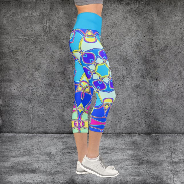 Leggings Capri Personalizado Mandala Flor amarillo y rosa azul (Subido por el creador)