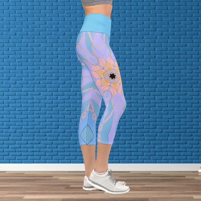Leggings Capri Personalizado Mandala Flor azul y amarillo (Subido por el creador)