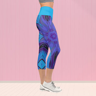 Leggings Capri Personalizado Mandala Flor Azul y Púrpura