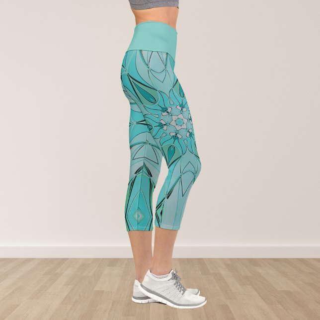 Leggings Capri Personalizado Mandala Flor azul y verde (Subido por el creador)