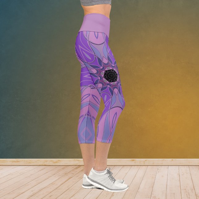 Leggings Capri Personalizado Mandala Flor morado rosa y azul (Subido por el creador)