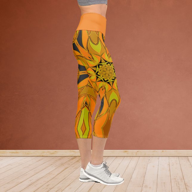 Leggings Capri Personalizado Mandala Flor Naranja amarillo y azul (Subido por el creador)