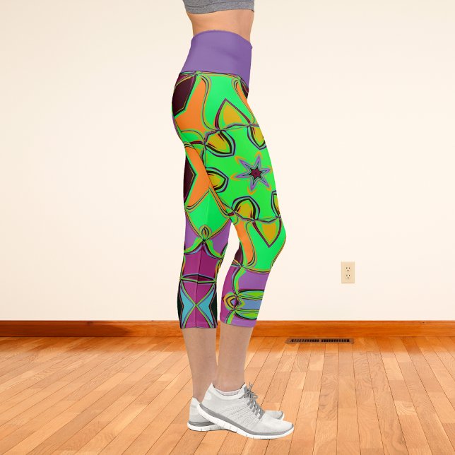 Leggings Capri Personalizado Mandala Flor Naranja Verde y Púrpura (Subido por el creador)
