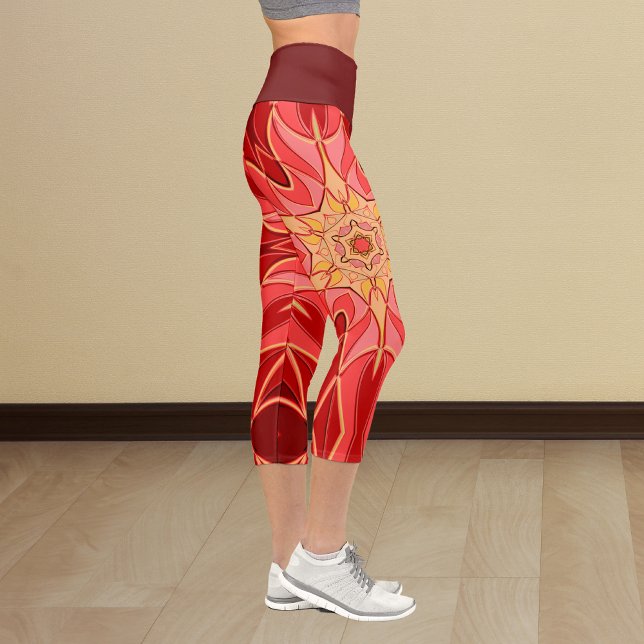 Leggings Capri Personalizado Mandala Flor Rojo y Naranja (Subido por el creador)